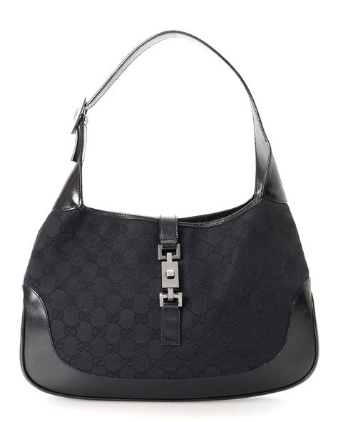 gucci jackie black canvas handbag.